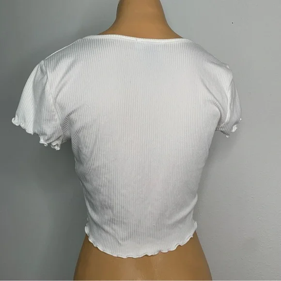 Just Polly New York Front Tie Trendy White Shirt Size medium - Picture 4 of 6